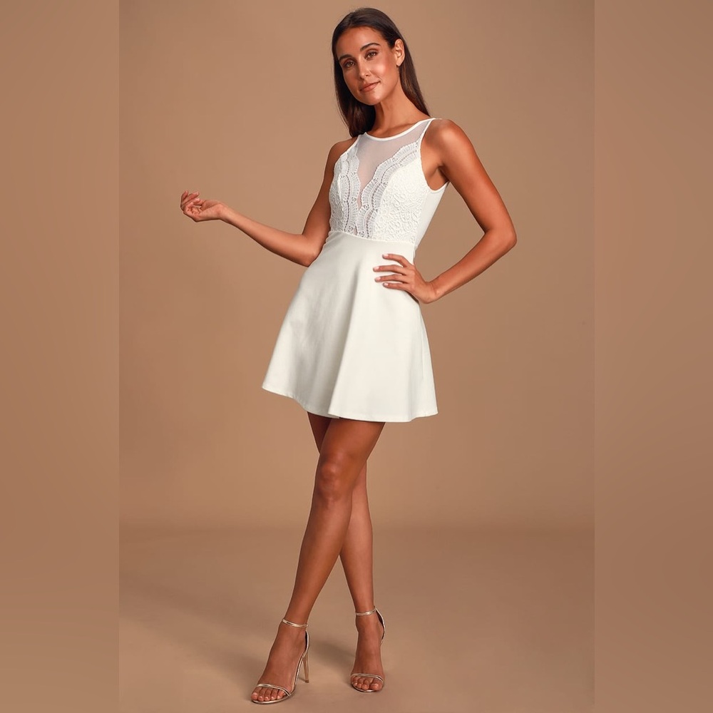 Lulus White Lace Skater Dress - Picture 3 of 6